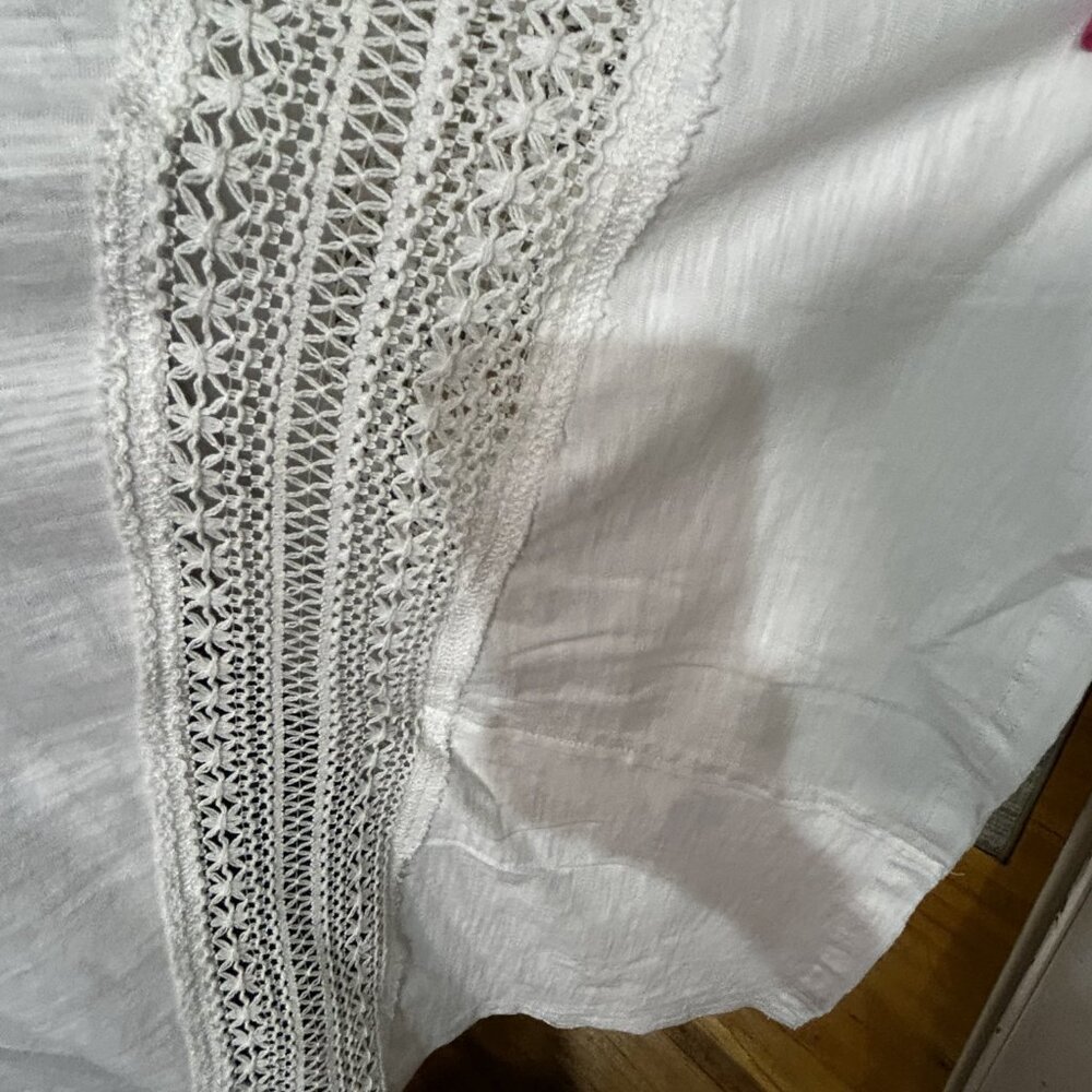 Umgee White Cotton Lace Detail Blouse L | Boho Chic Coastal Romantic - Picture 5 of 8